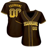 Maillot de baseball authentique Drift doré et blanc marron personnalisé Maillot de baseball authentique Drift doré et blanc marron personnalisé