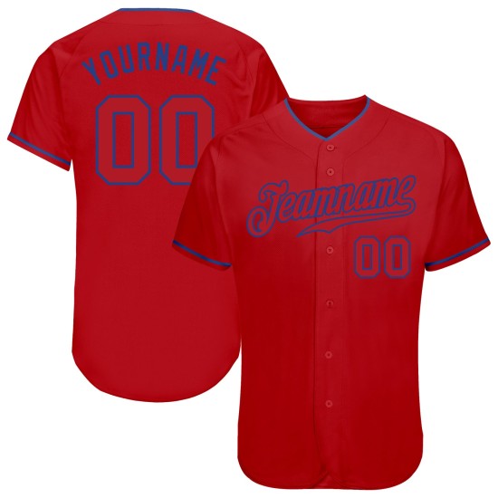Maillot de baseball personnalisé rouge-royal authentique Maillot de baseball personnalisé rouge-royal authentique