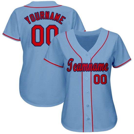 Maillot de baseball personnalisé rouge-bleu marine clair Maillot de baseball personnalisé rouge-bleu marine clair