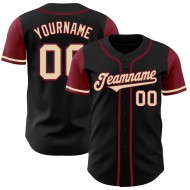 Maillot de baseball authentique noir et crème cramoisi