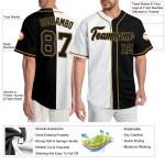 Maillot de baseball blanc personnalisé noir-ancien authentique Split Fashion Gold Maillot de baseball blanc personnalisé noir-ancien authentique Split Fashion Gold