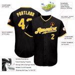 Maillot de baseball noir personnalisé authentique doré et blanc Maillot de baseball noir personnalisé authentique doré et blanc