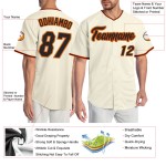 Maillot de baseball noir personnalisé crème orange-vieil or authentique Maillot de baseball noir personnalisé crème orange-vieil or authentique