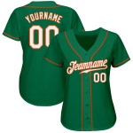 Maillot de baseball Kelly authentique blanc-orange personnalisé vert Maillot de baseball Kelly authentique blanc-orange personnalisé vert
