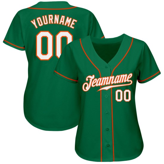 Maillot de baseball Kelly authentique blanc-orange personnalisé vert Maillot de baseball Kelly authentique blanc-orange personnalisé vert