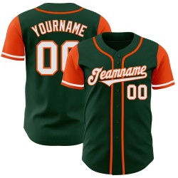 Maillot de baseball personnalisé vert authentique blanc-orange