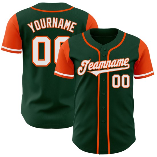 Maillot de baseball personnalisé vert authentique blanc-orange Maillot de baseball personnalisé vert authentique blanc-orange