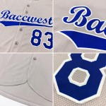 Maillot de baseball gris personnalisé bleu marine-rouge authentique Maillot de baseball gris personnalisé bleu marine-rouge authentique