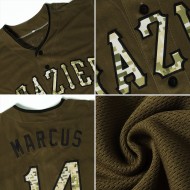 Au maillot de baseball Olive Cream Custom Camo-City Authentic Service Salute