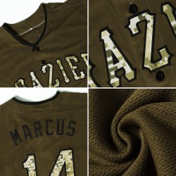 Au maillot de baseball Olive Cream Custom Camo-City Authentic Service Salute Au maillot de baseball Olive Cream Custom Camo-City Authentic Service Salute