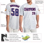 Maillot de baseball à rayures fines blanc royal-rouge authentique Royal Custom Maillot de baseball à rayures fines blanc royal-rouge authentique Royal Custom