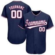 Maillot de baseball personnalisé blanc-rouge bleu marine
