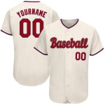 Maillot de baseball authentique personnalisé crème rouge-bleu roi Maillot de baseball authentique personnalisé crème rouge-bleu roi