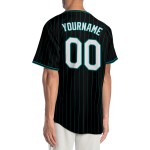 Maillot de baseball authentique à rayures fines, blanc, bleu sarcelle et noir Maillot de baseball authentique à rayures fines, blanc, bleu sarcelle et noir
