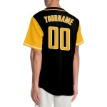 Maillot de baseball noir personnalisé authentique bicolore doré et blanc Maillot de baseball noir personnalisé authentique bicolore doré et blanc