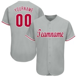 Maillot de baseball gris rouge et blanc personnalisé