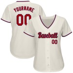 Maillot de baseball authentique personnalisé crème rouge-bleu roi Maillot de baseball authentique personnalisé crème rouge-bleu roi