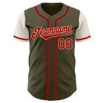 Maillot de baseball authentique de couleur rouge crème, style Salute Two Olive Maillot de baseball authentique de couleur rouge crème, style Salute Two Olive