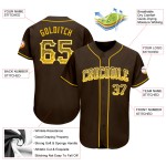 Maillot de baseball authentique Drift doré et blanc marron personnalisé Maillot de baseball authentique Drift doré et blanc marron personnalisé