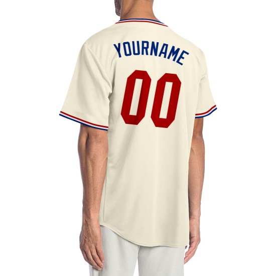 Maillot de baseball personnalisé rouge-royal crème authentique Maillot de baseball personnalisé rouge-royal crème authentique