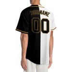 Maillot de baseball blanc personnalisé noir-ancien authentique Split Fashion Gold Maillot de baseball blanc personnalisé noir-ancien authentique Split Fashion Gold