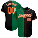 Maillot de baseball noir Green Fashion Orange-Kelly personnalisé Split authentique Maillot de baseball noir Green Fashion Orange-Kelly personnalisé Split authentique