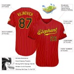 Maillot de baseball à rayures fines, doré, rouge, noir et doré, personnalisé et authentique Maillot de baseball à rayures fines, doré, rouge, noir et doré, personnalisé et authentique