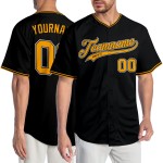 Maillot de baseball personnalisé or-blanc authentique noir Maillot de baseball personnalisé or-blanc authentique noir