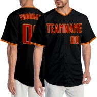 Maillot de baseball rouge-or authentique personnalisé noir