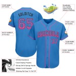 Maillot de baseball authentique rose-noir personnalisé, bleu poudre tendance Maillot de baseball authentique rose-noir personnalisé, bleu poudre tendance