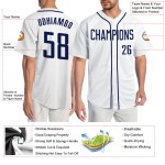 Maillot de baseball personnalisé blanc authentique bleu marine Maillot de baseball personnalisé blanc authentique bleu marine