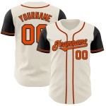 Maillot de baseball deux tons orange-noir personnalisés crème authentique Maillot de baseball deux tons orange-noir personnalisés crème authentique