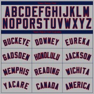 Maillot de baseball gris personnalisé bleu marine-rouge authentique Maillot de baseball gris personnalisé bleu marine-rouge authentique