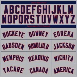 Maillot de baseball gris personnalisé bleu marine-rouge authentique Maillot de baseball gris personnalisé bleu marine-rouge authentique