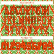 Maillot de baseball orange-noir, motif vert fluo personnalisé 3D, authentique Maillot de baseball orange-noir, motif vert fluo personnalisé 3D, authentique