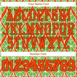 Maillot de baseball orange-noir, motif vert fluo personnalisé 3D, authentique Maillot de baseball orange-noir, motif vert fluo personnalisé 3D, authentique