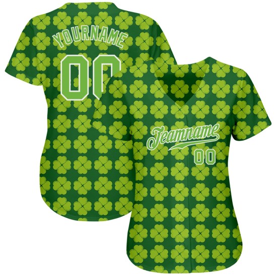 Maillot de baseball Day Patrick's Neon Authentic Green Design St. Custom Green-White 3D Pattern Kelly Maillot de baseball Day Patrick's Neon Authentic Green Design St. Custom Green-White 3D Pattern Kelly