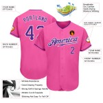 Maillot de baseball rose authentique violet-blanc personnalisé Maillot de baseball rose authentique violet-blanc personnalisé