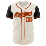 Maillot de baseball deux tons orange-noir personnalisés crème authentique Maillot de baseball deux tons orange-noir personnalisés crème authentique