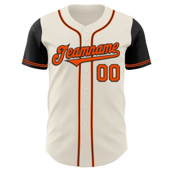 Maillot de baseball deux tons orange-noir personnalisés crème authentique Maillot de baseball deux tons orange-noir personnalisés crème authentique