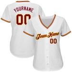 Maillot de baseball blanc authentique personnalisé cramoisi-or Maillot de baseball blanc authentique personnalisé cramoisi-or