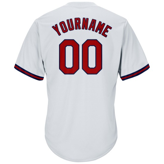 Maillot de baseball blanc authentique en tricot côtelé rétro, rouge et bleu marine Maillot de baseball blanc authentique en tricot côtelé rétro, rouge et bleu marine