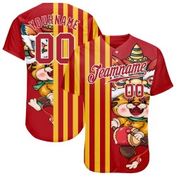 Maillot de baseball 3D Tiger authentique, motif personnalisé mignon rouge-blanc, rouge