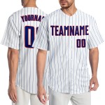 Maillot de baseball à rayures fines blanc royal-rouge authentique Royal Custom Maillot de baseball à rayures fines blanc royal-rouge authentique Royal Custom