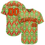 Maillot de baseball orange-noir, motif vert fluo personnalisé 3D, authentique Maillot de baseball orange-noir, motif vert fluo personnalisé 3D, authentique