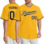 Maillot de baseball personnalisé authentique doré noir et blanc Maillot de baseball personnalisé authentique doré noir et blanc