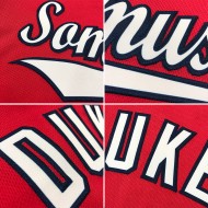 Maillot de baseball rouge authentique et personnalisé, en tricot côtelé, bleu marine et blanc Maillot de baseball rouge authentique et personnalisé, en tricot côtelé, bleu marine et blanc