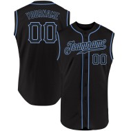 Maillot de baseball bleu personnalisé sans manches noir-clair authentique