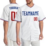 Maillot de baseball personnalisé authentique rouge-blanc royal Maillot de baseball personnalisé authentique rouge-blanc royal