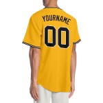 Maillot de baseball personnalisé authentique doré noir et blanc Maillot de baseball personnalisé authentique doré noir et blanc